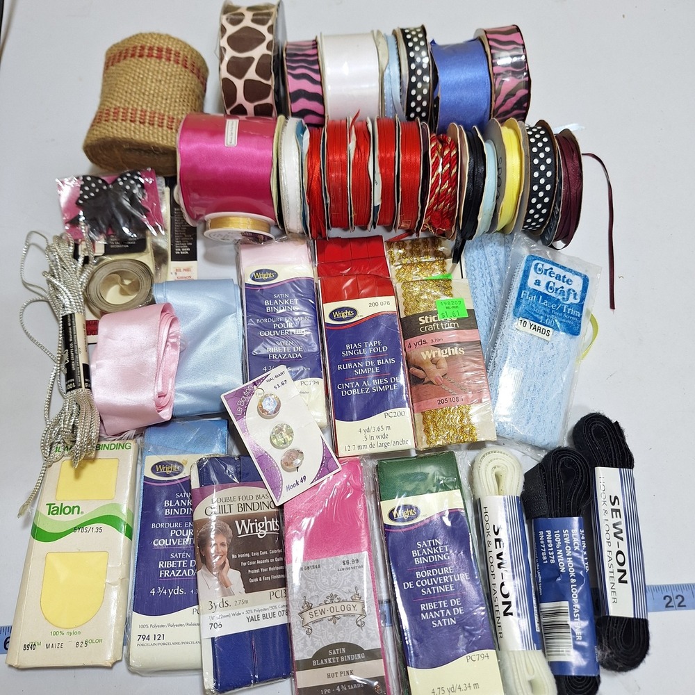 Large Sewing Craft Supplies Lot Ribbon Trim Bias Tape Binding Lace DIY Quilting